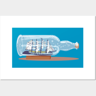 Bottle in a boat Posters and Art